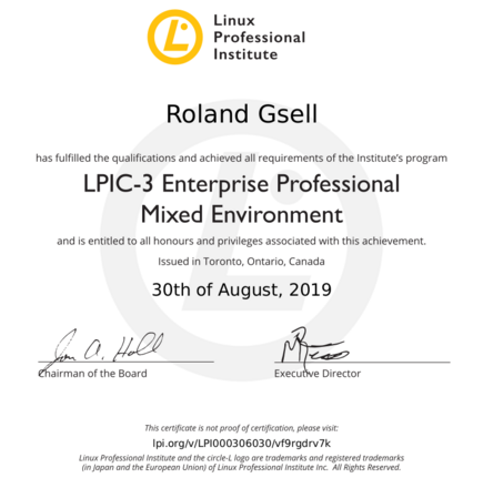 Zertifikat LPIC-3